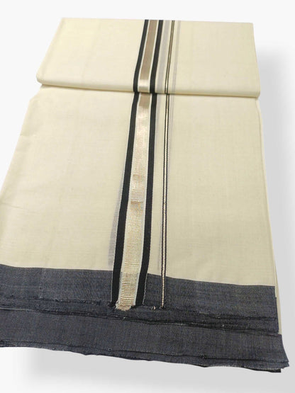 Balaramapuram Handloom Double Mundu Pure Cotton with Black Border