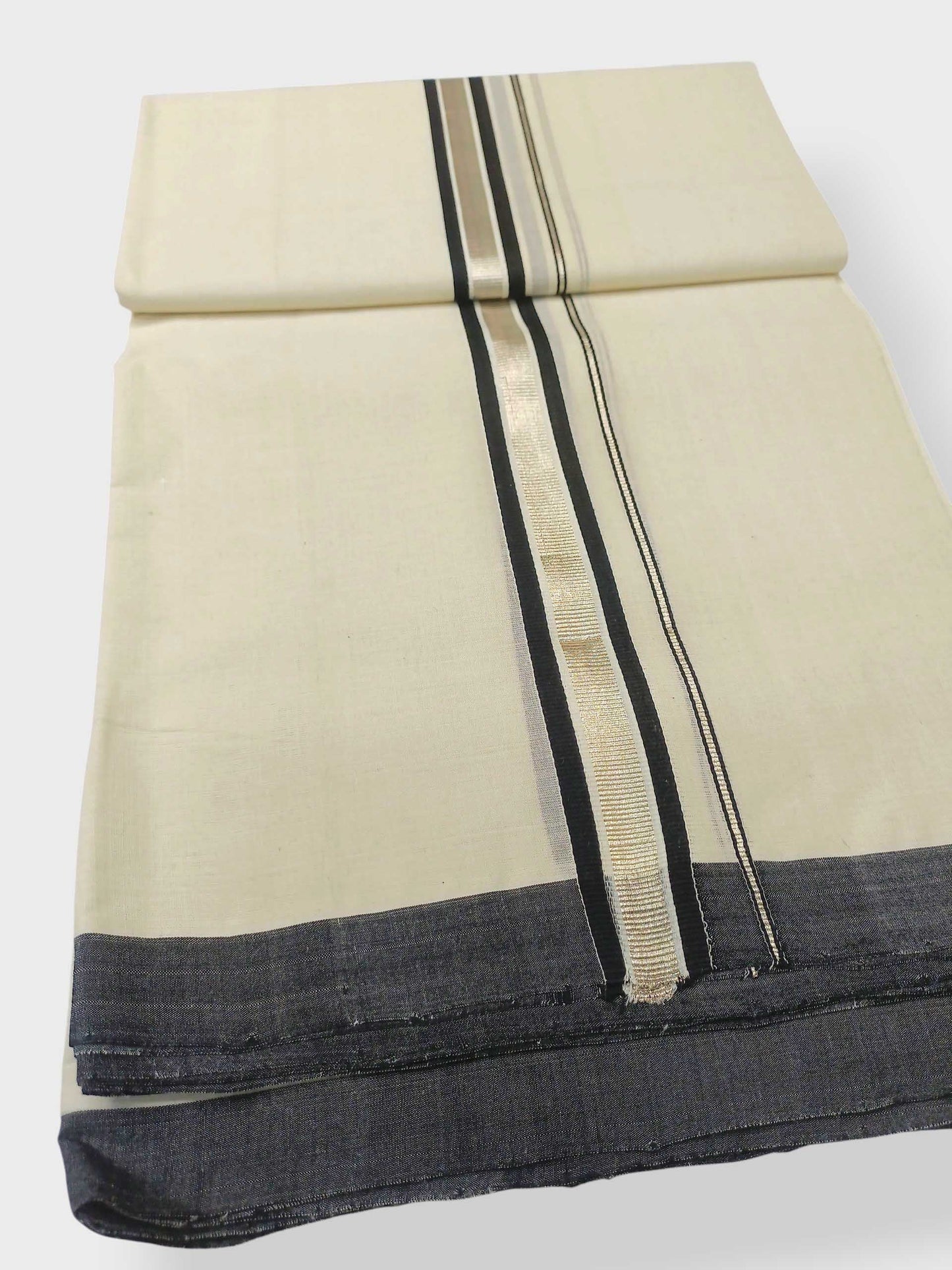 Balaramapuram Handloom Double Mundu Pure Cotton with Black Border