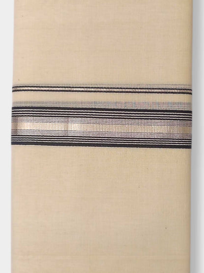 Balaramapuram Handloom Double Mundu Pure Cotton with Black Border