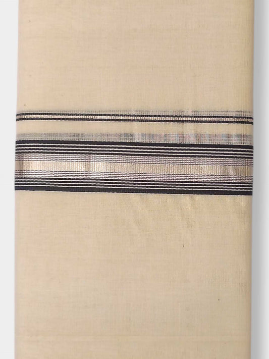 Balaramapuram Handloom Double Mundu Pure Cotton with Black Border