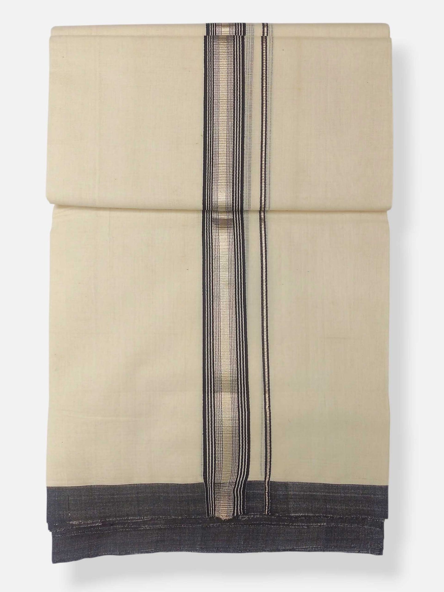 Balaramapuram Handloom Double Mundu Pure Cotton with Black Border