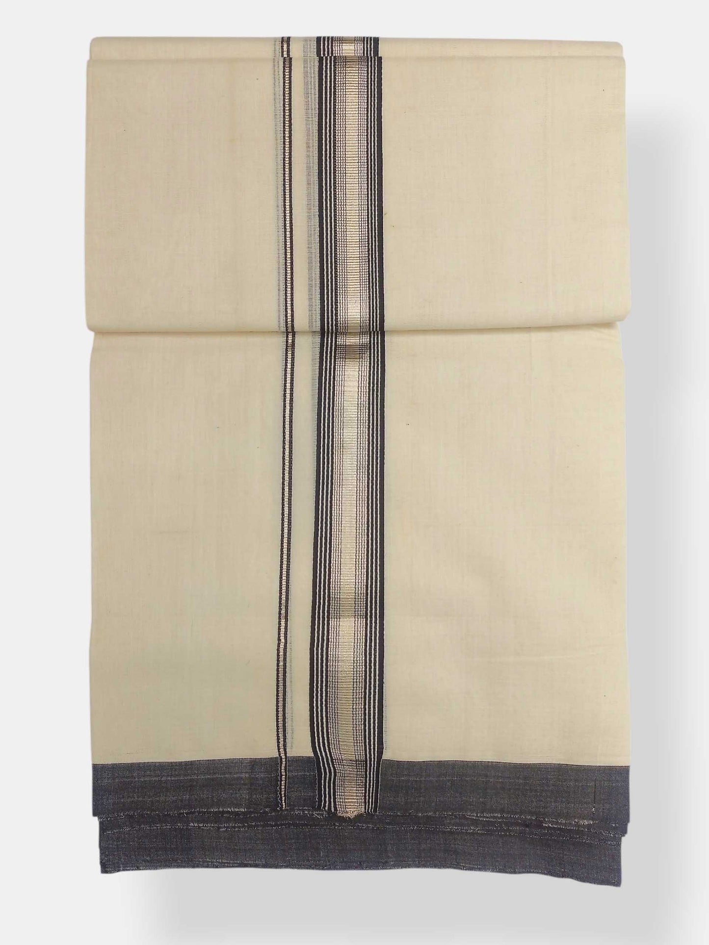 Balaramapuram Handloom Double Mundu Pure Cotton with Black Border