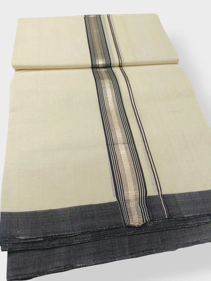 Balaramapuram Handloom Double Mundu Pure Cotton with Black Border