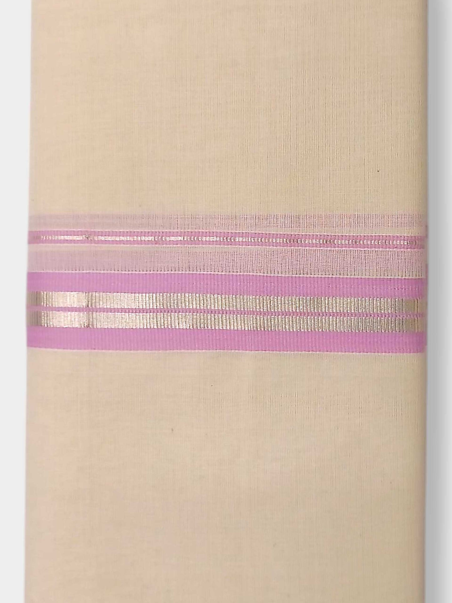 Balaramapuram Handloom Double Mundu Pure Cotton with Rose Design