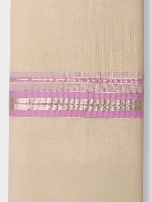 Balaramapuram Handloom Double Mundu Pure Cotton with Rose Design