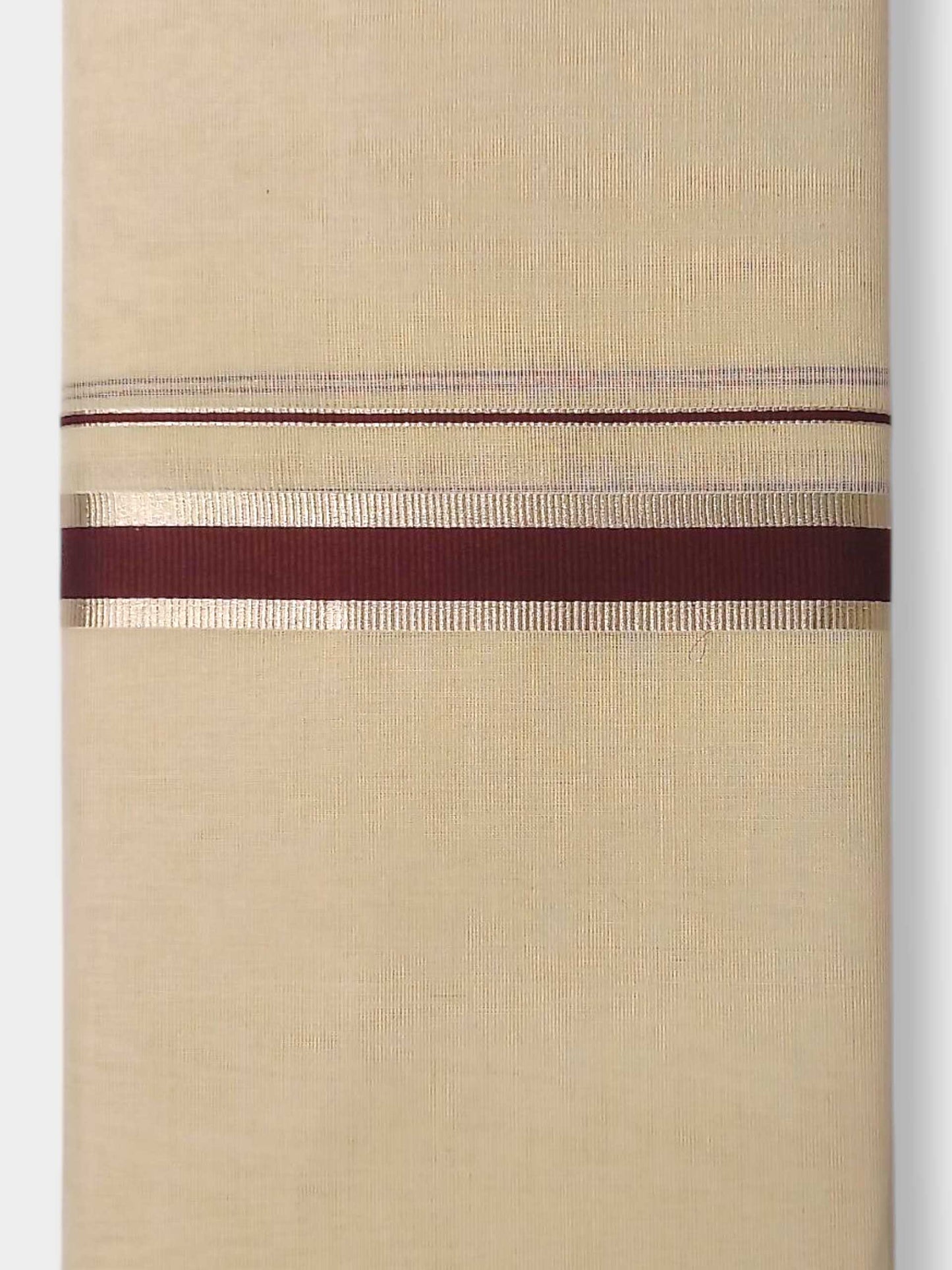 Balaramapuram Handloom Double Mundu Pure Cotton with Brown Border
