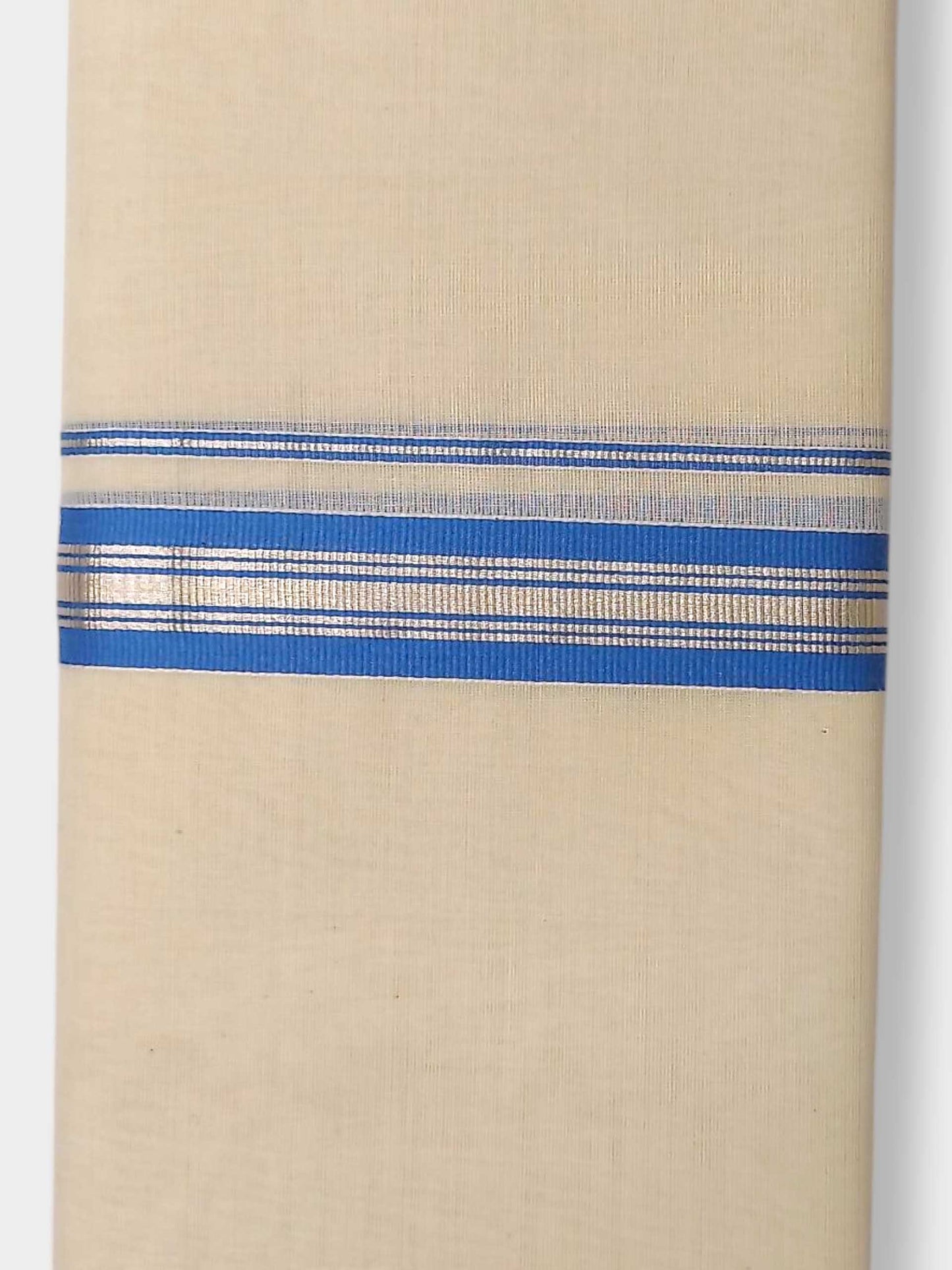 Balaramapuram Handloom Double Mundu Pure Cotton with Blue Border