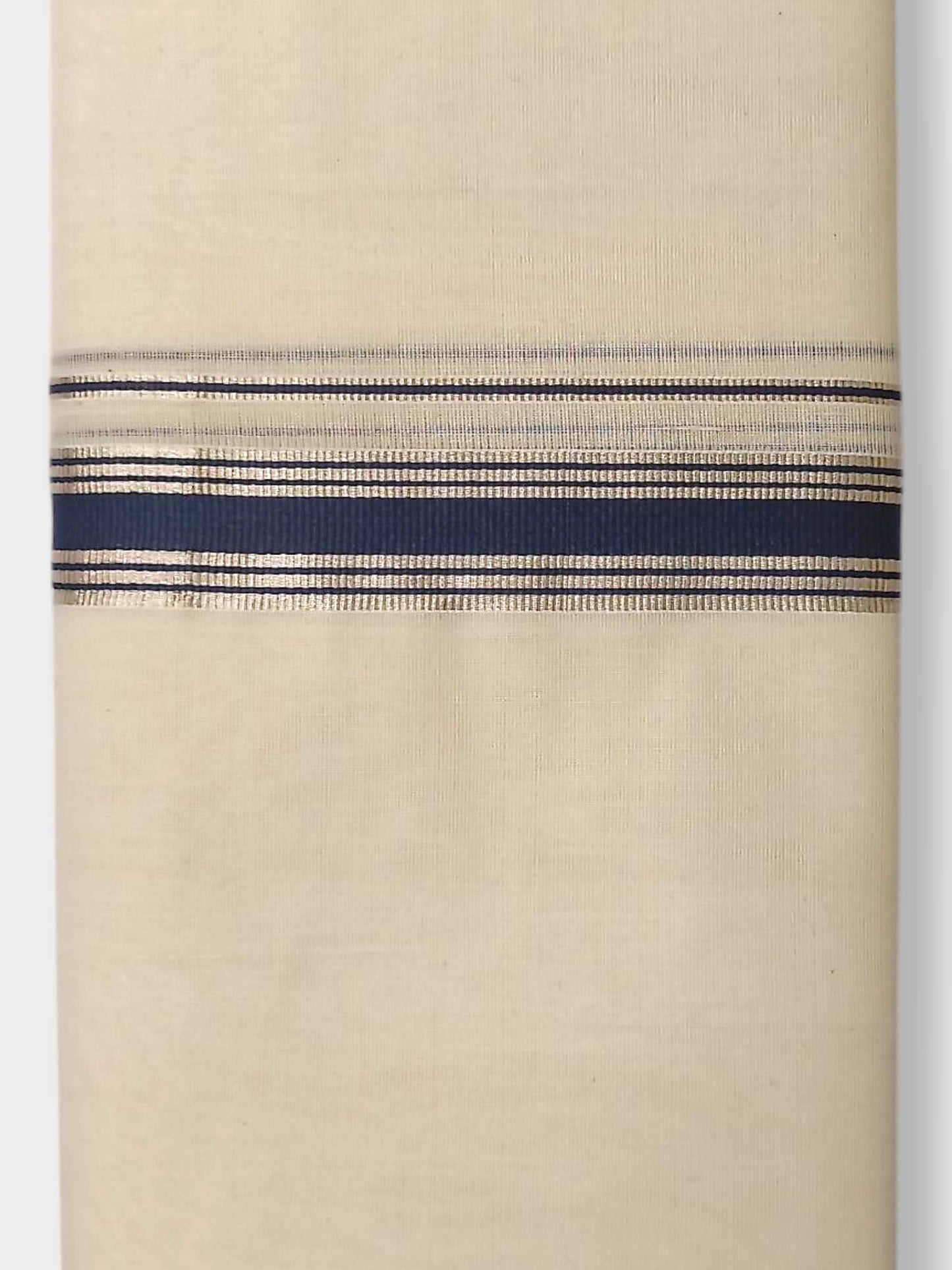 Balaramapuram Handloom Double Mundu Pure Cotton with Blue Border