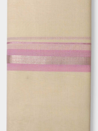 Balaramapuram Handloom Double Mundu Pure Cotton with Rose Design