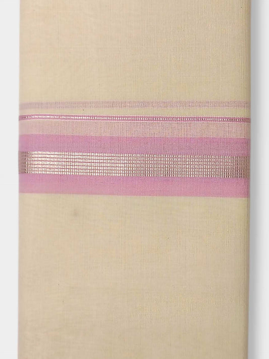 Balaramapuram Handloom Double Mundu Pure Cotton with Rose Design