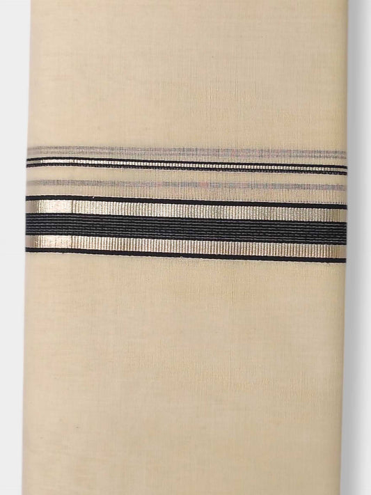 Balaramapuram Handloom Double Mundu Pure Cotton with Black Border