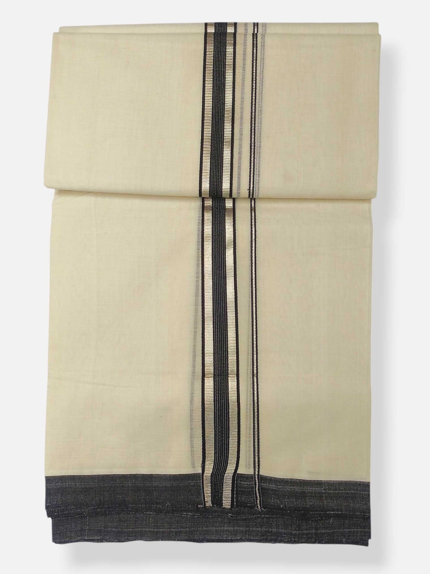 Balaramapuram Handloom Double Mundu Pure Cotton with Black Border