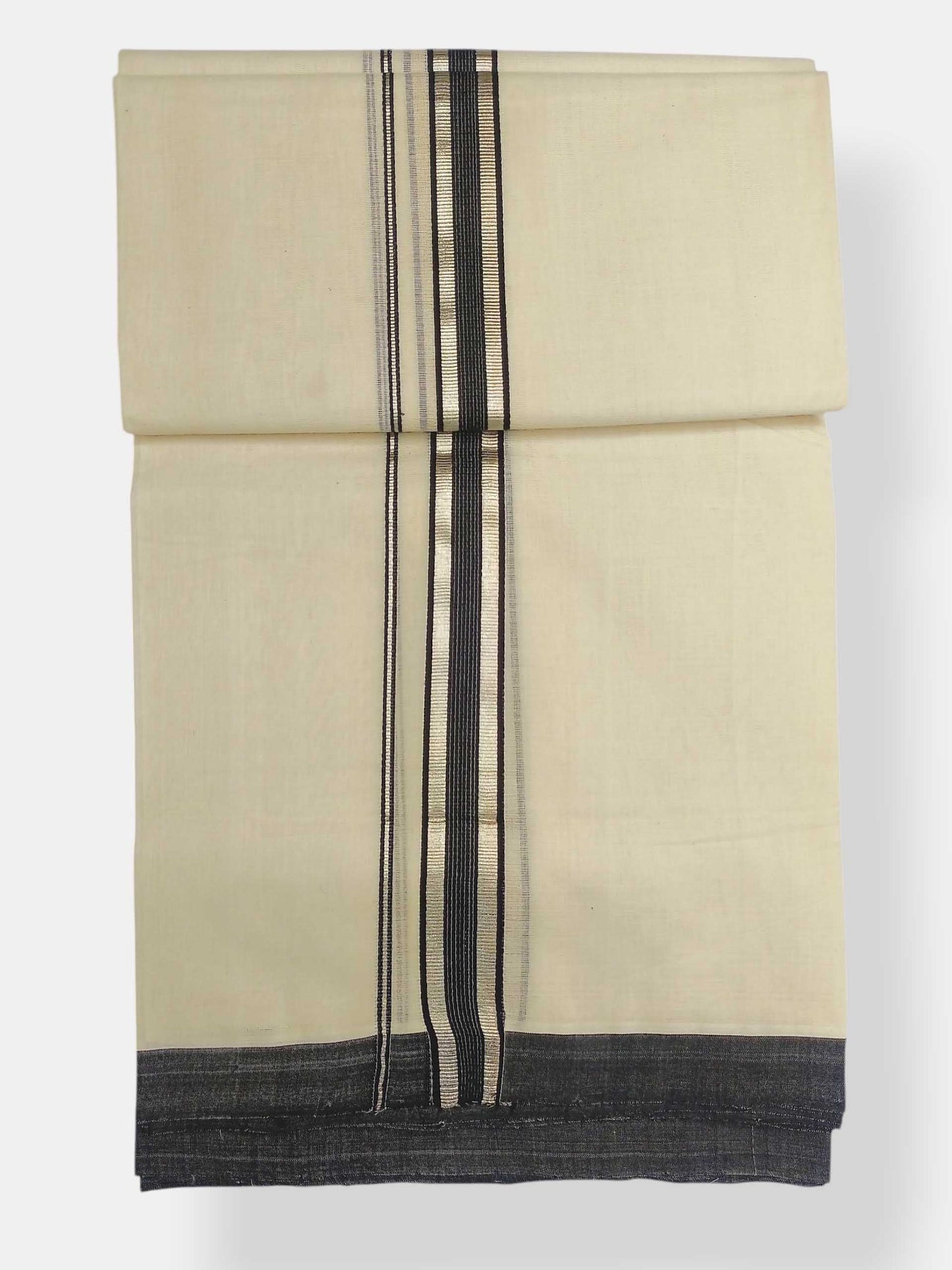 Balaramapuram Handloom Double Mundu Pure Cotton with Black Border