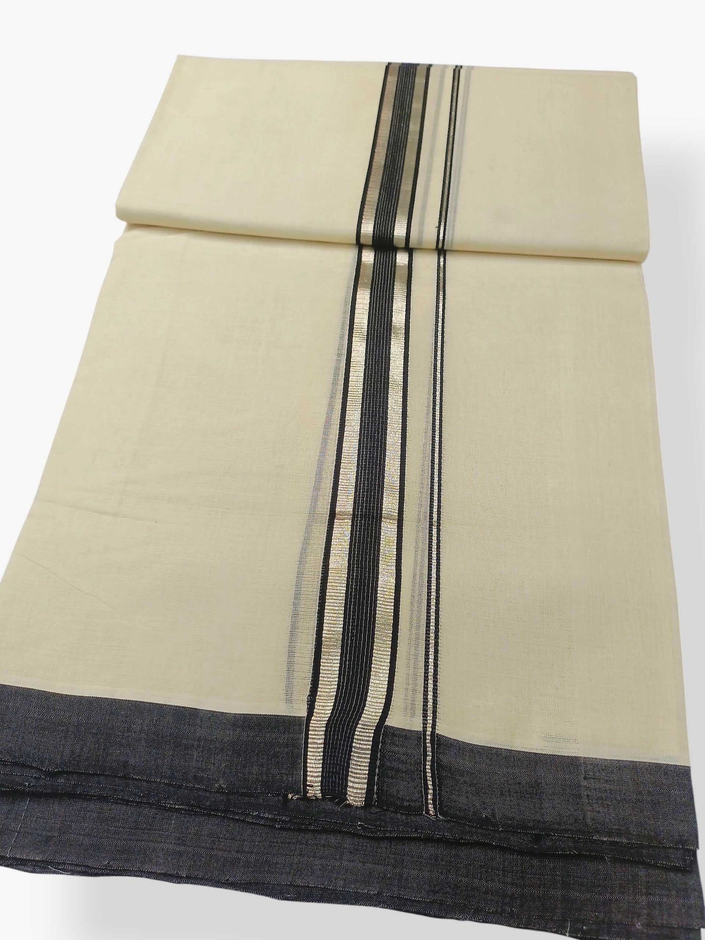 Balaramapuram Handloom Double Mundu Pure Cotton with Black Border