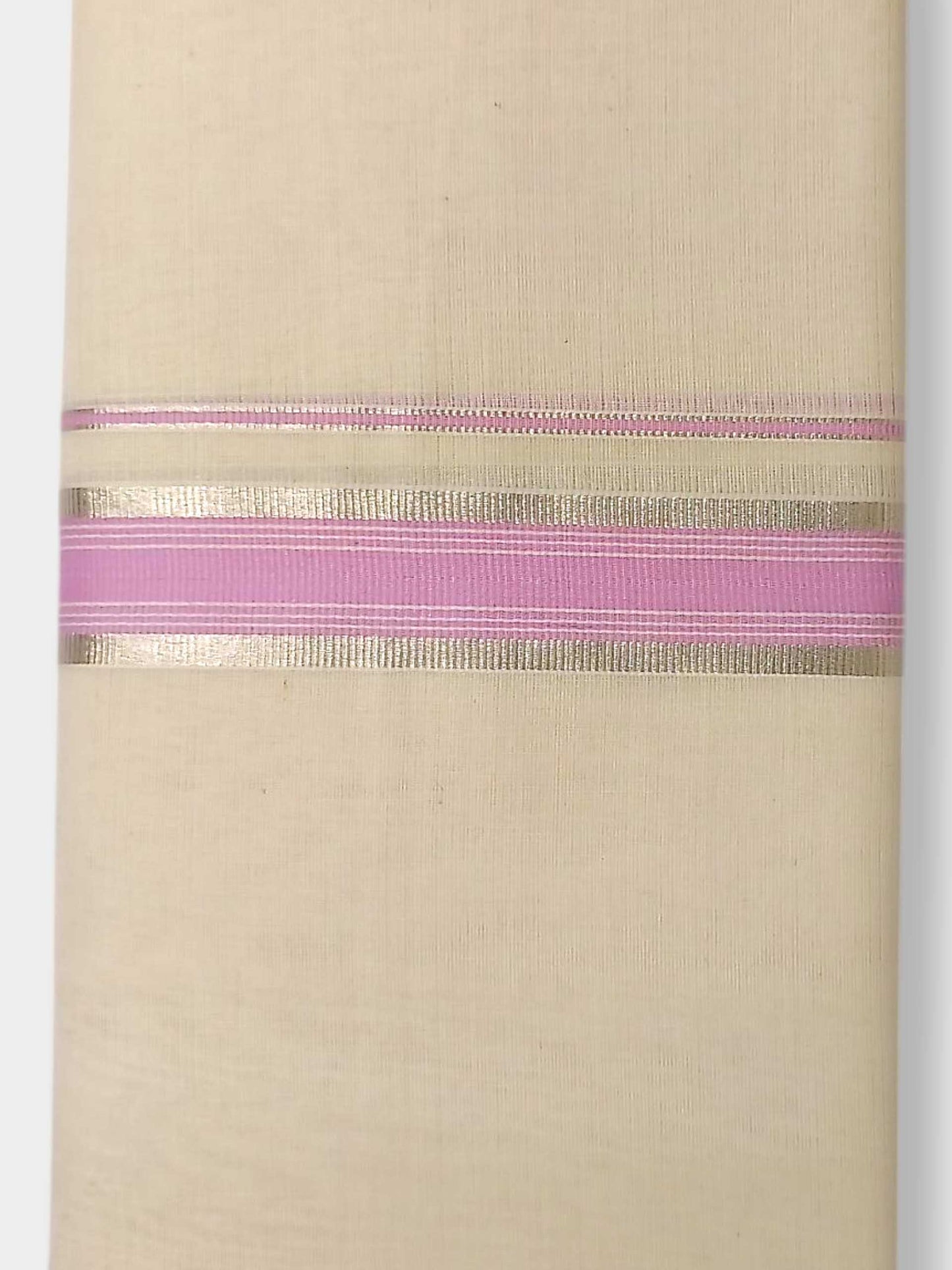 Balaramapuram Handloom Double Mundu Pure Cotton with Rose Design