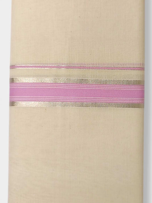Balaramapuram Handloom Double Mundu Pure Cotton with Rose Design