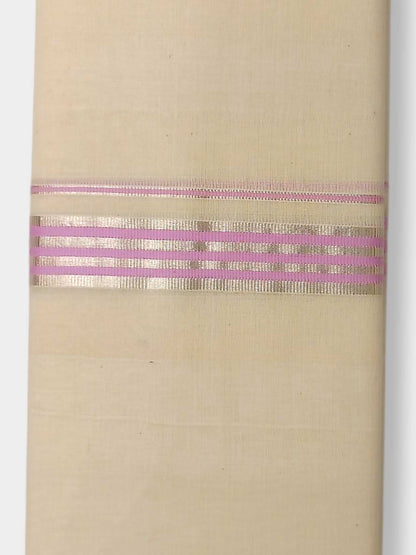 Balaramapuram Handloom Double Mundu Pure Cotton with Rose Design