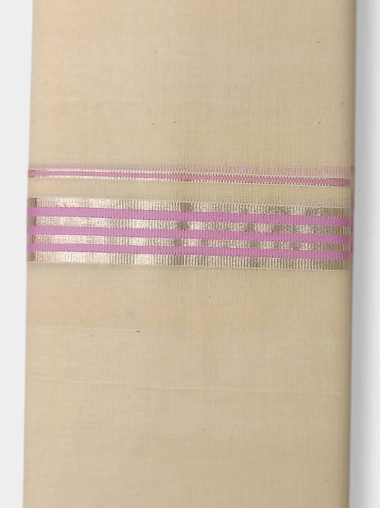 Balaramapuram Handloom Double Mundu Pure Cotton with Rose Design