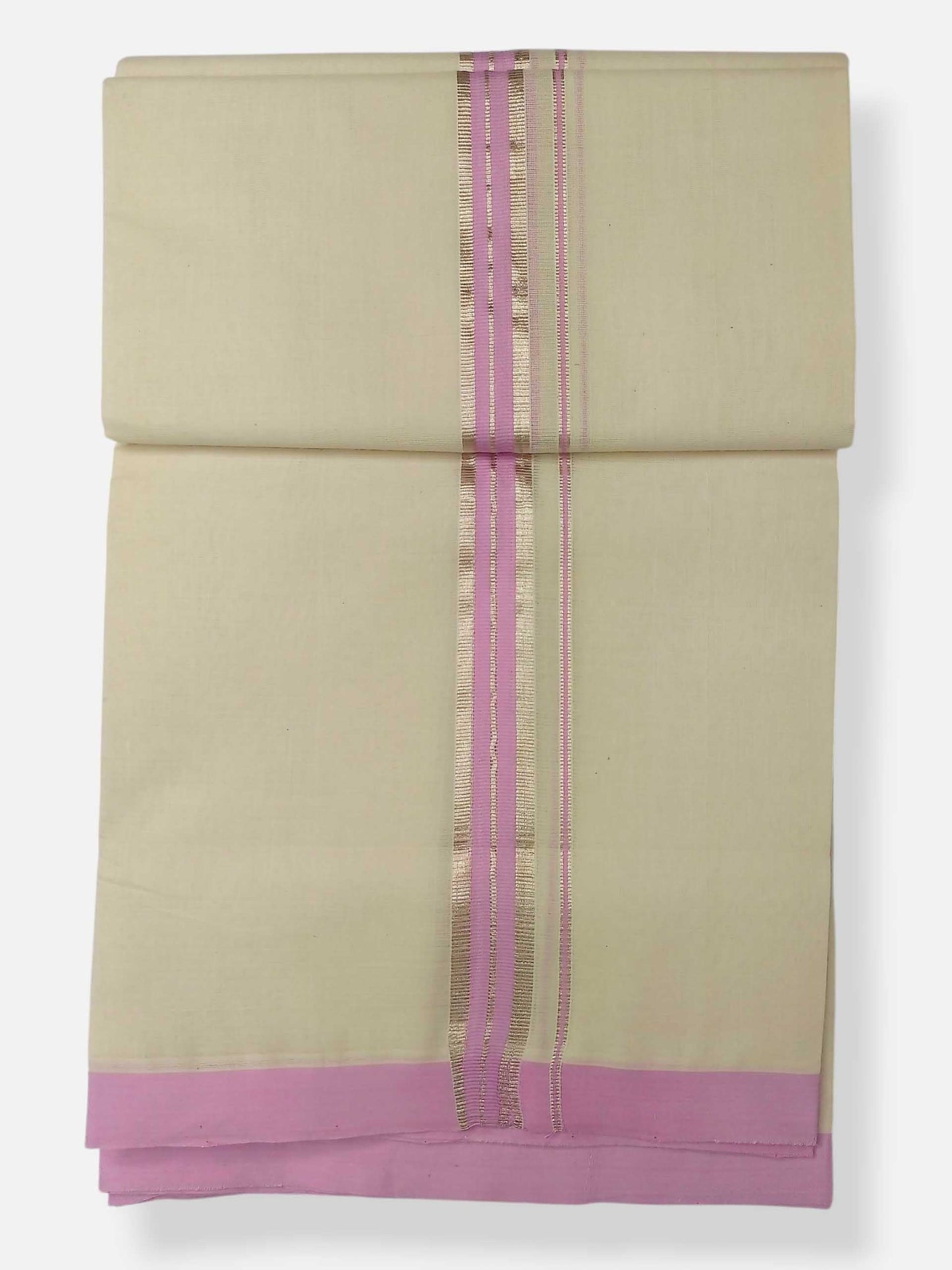 Balaramapuram Handloom Double Mundu Pure Cotton with Rose Design