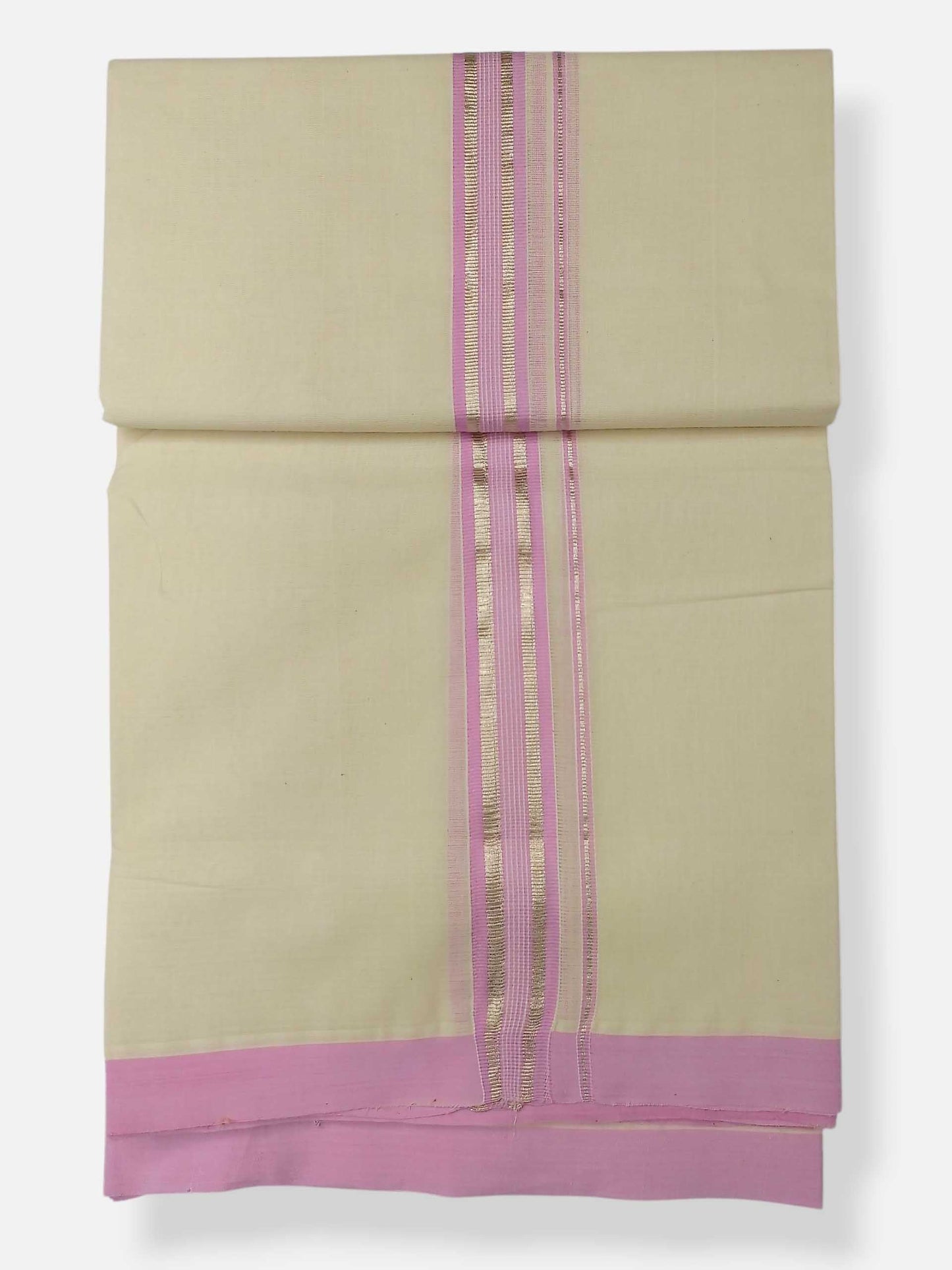 Balaramapuram Handloom Double Mundu Pure Cotton with Rose Design