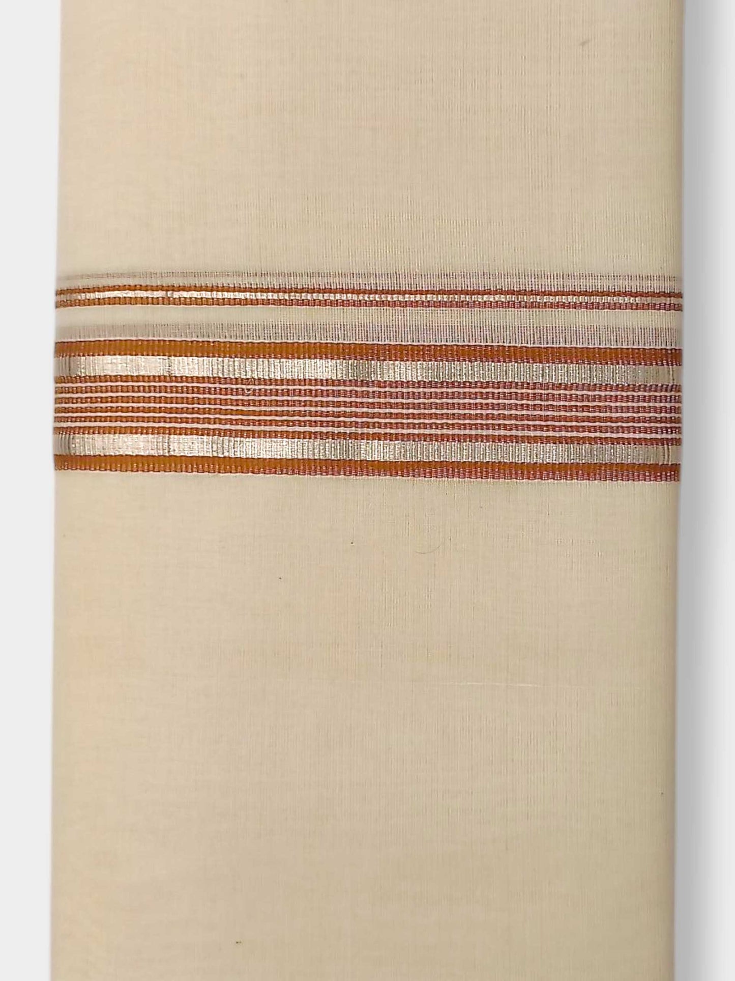 Balaramapuram Handloom Double Mundu Pure Cotton with Brown Border