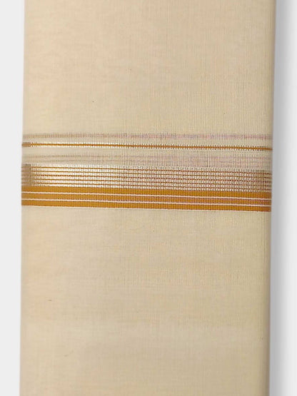 Balaramapuram Handloom Double Mundu Pure Cotton with Yellow Border