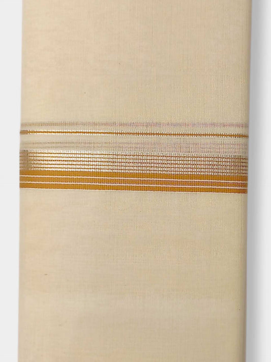 Balaramapuram Handloom Double Mundu Pure Cotton with Yellow Border