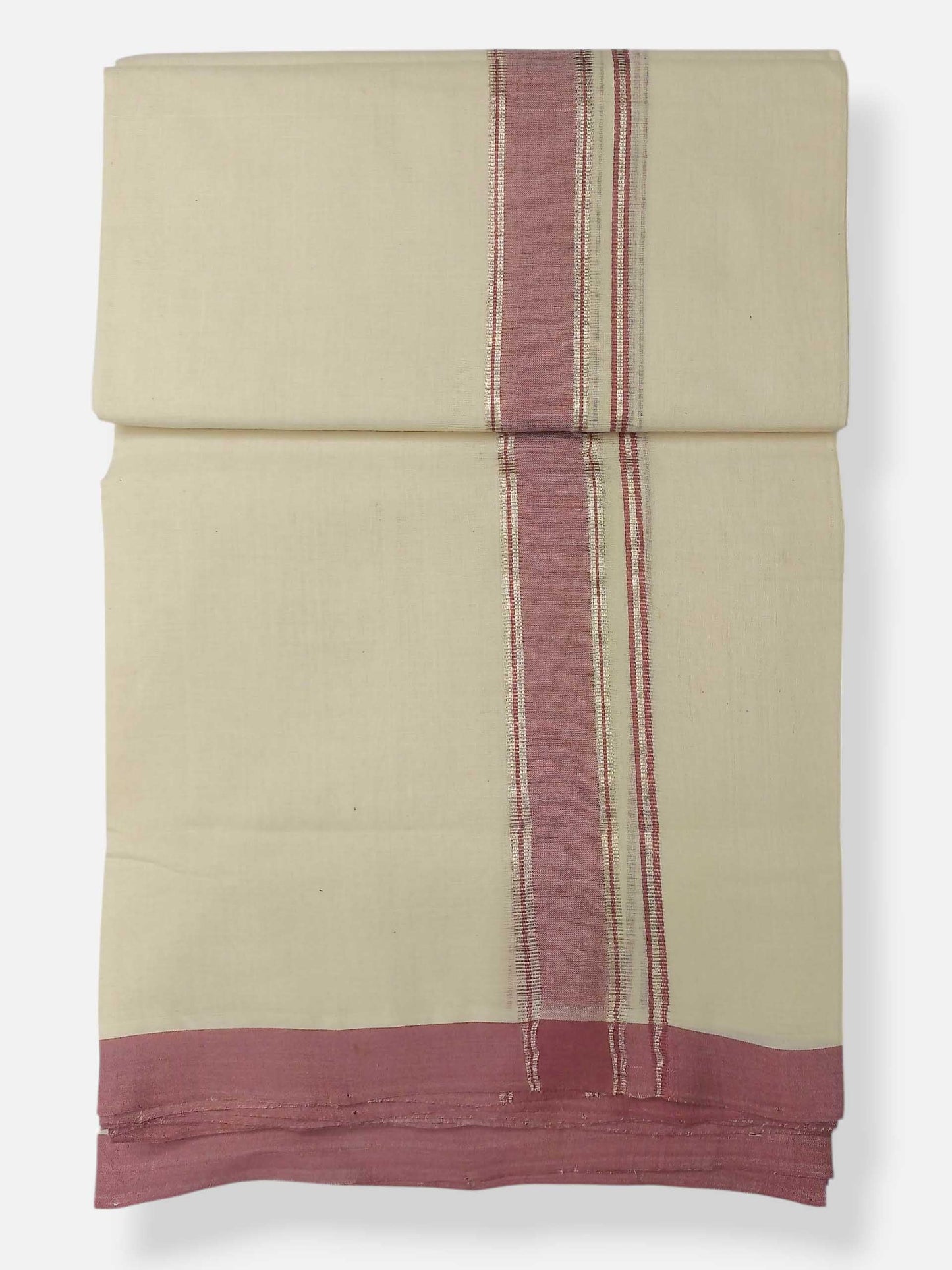 Balaramapuram Handloom Double Mundu Pure Cotton with Rose Design