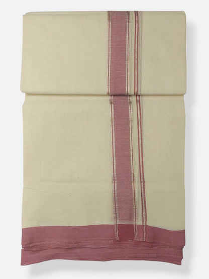 Balaramapuram Handloom Double Mundu Pure Cotton with Rose Design