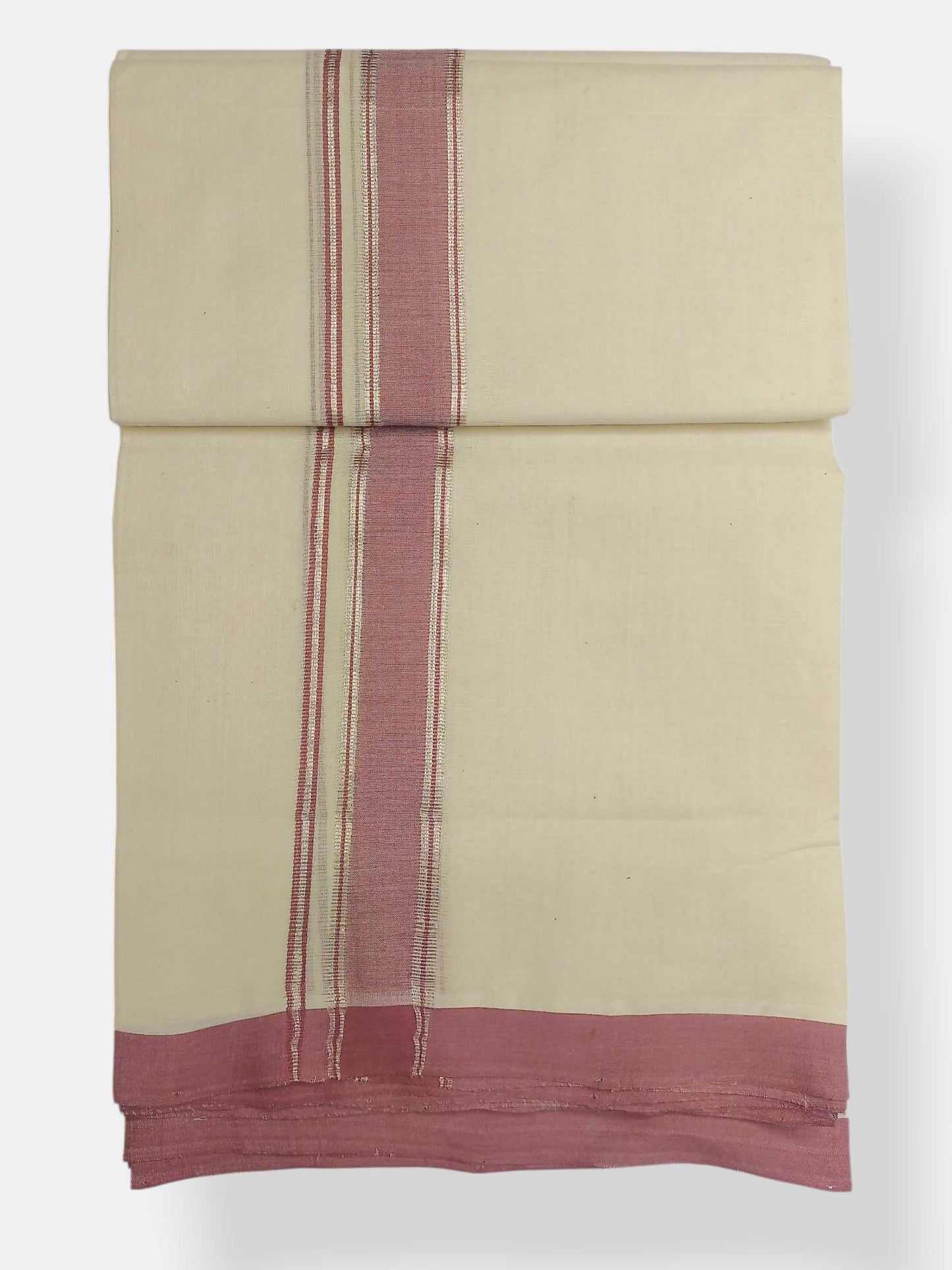 Balaramapuram Handloom Double Mundu Pure Cotton with Rose Design