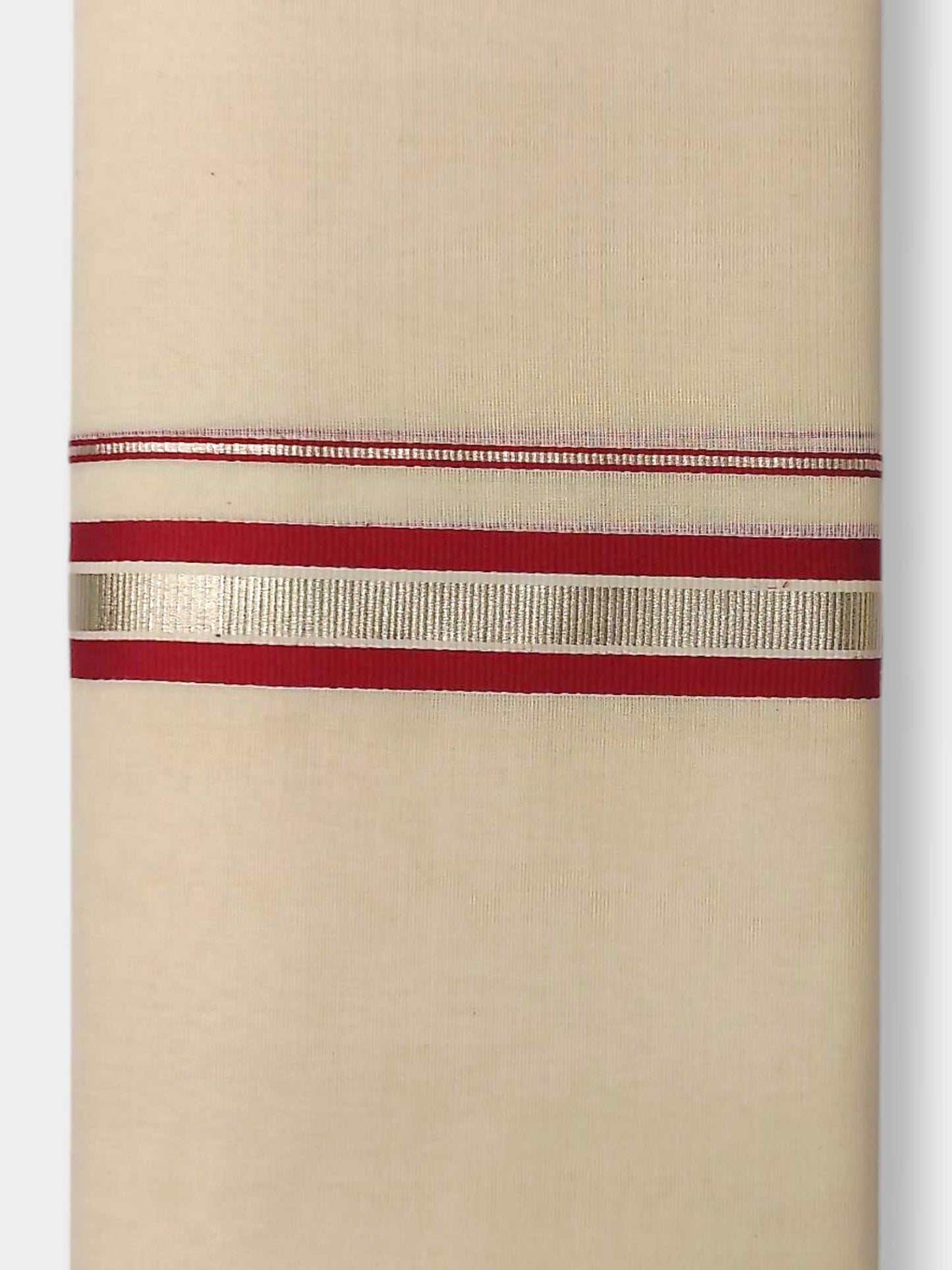 Balaramapuram Handloom Double Mundu Pure Cotton with Red Design