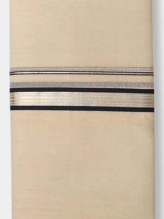 Balaramapuram Handloom Double Mundu Pure Cotton with Black Border