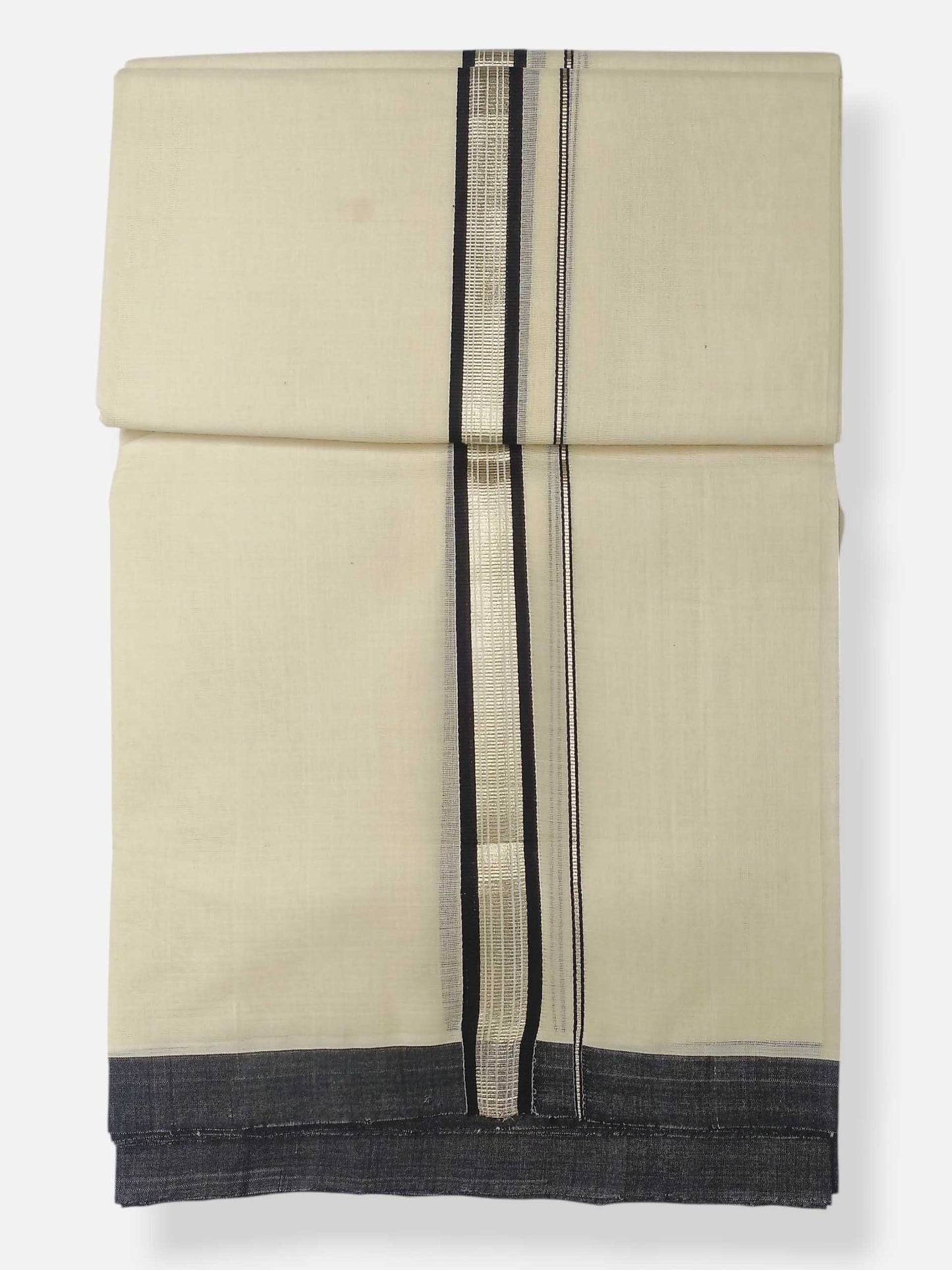 Balaramapuram Handloom Double Mundu Pure Cotton with Black Border