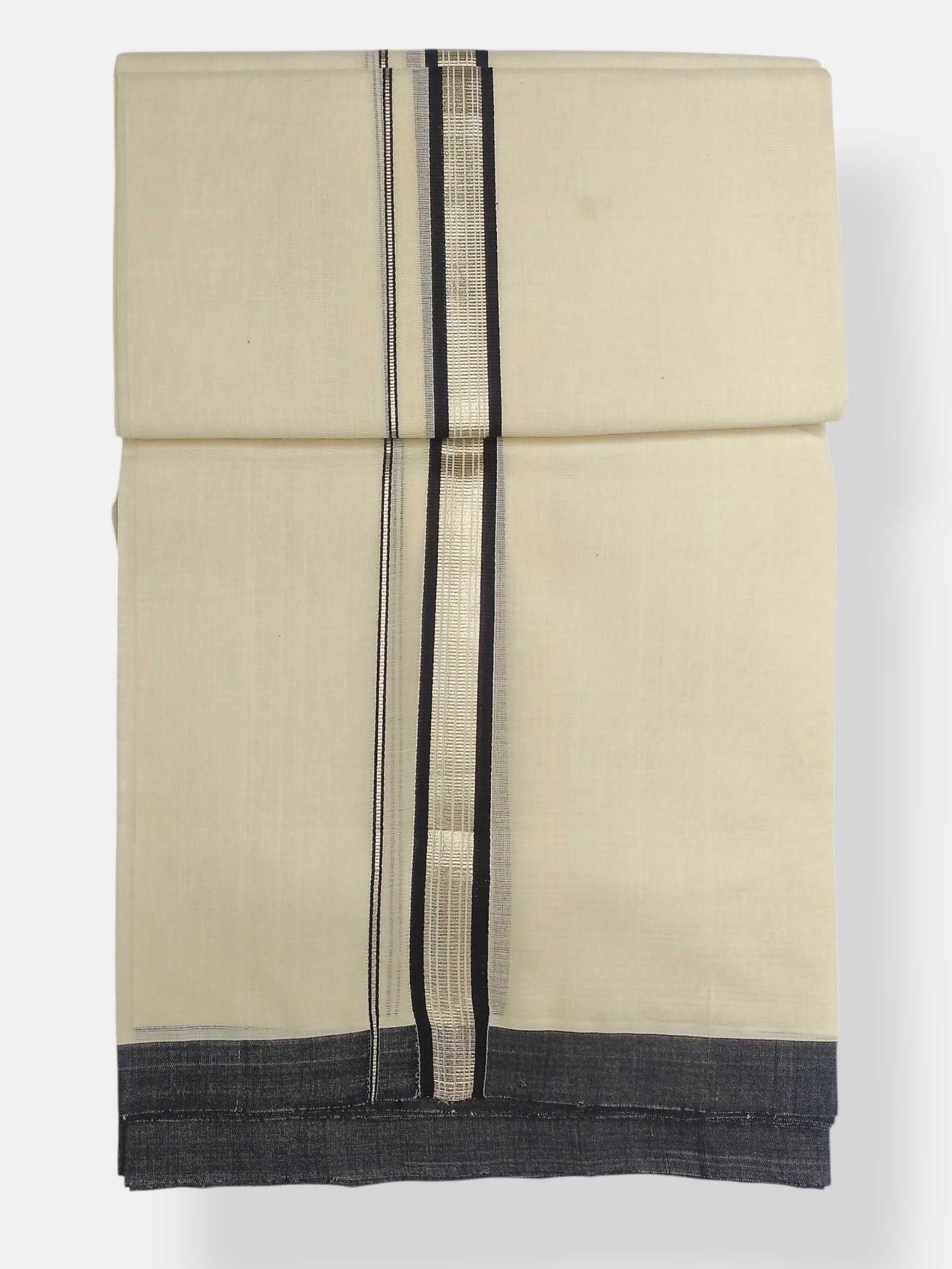 Balaramapuram Handloom Double Mundu Pure Cotton with Black Border