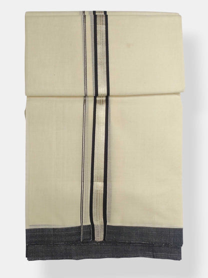 Balaramapuram Handloom Double Mundu Pure Cotton with Black Border