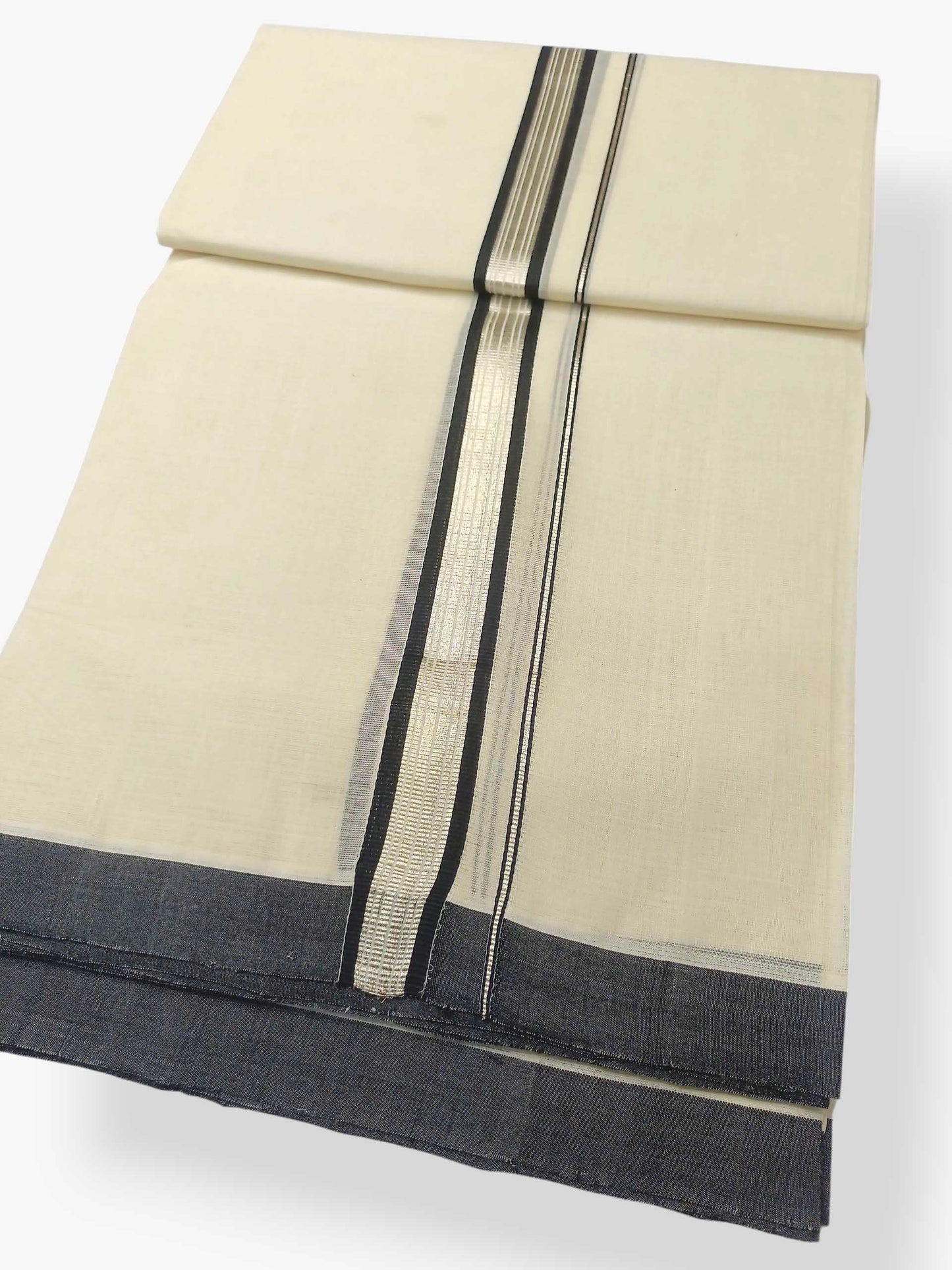 Balaramapuram Handloom Double Mundu Pure Cotton with Black Border