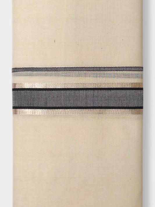 Balaramapuram Handloom Double Mundu Pure Cotton with Black Border