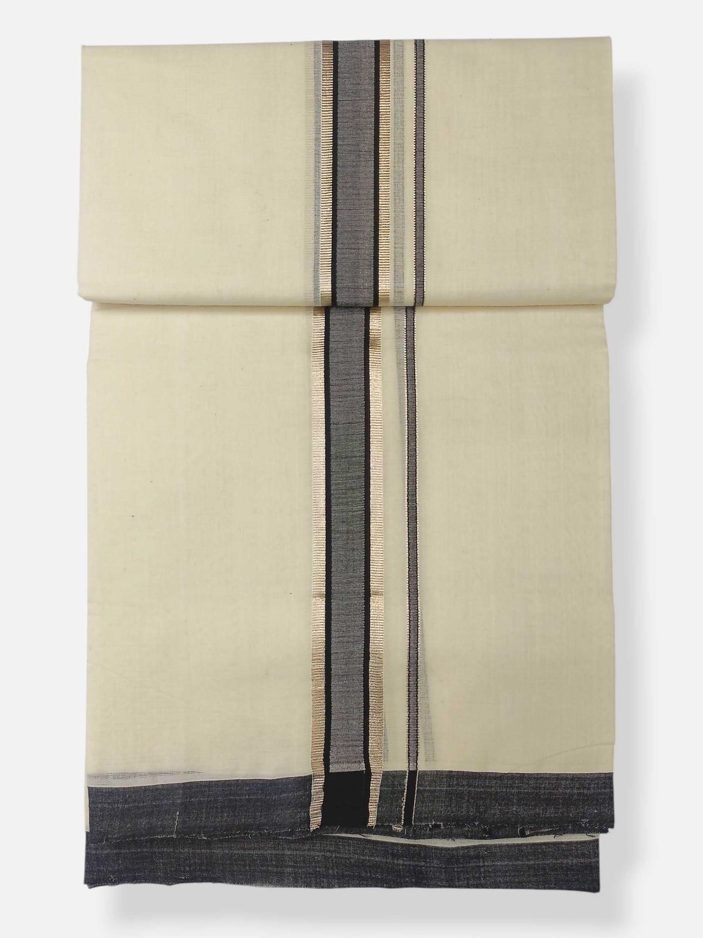 Balaramapuram Handloom Double Mundu Pure Cotton with Black Border