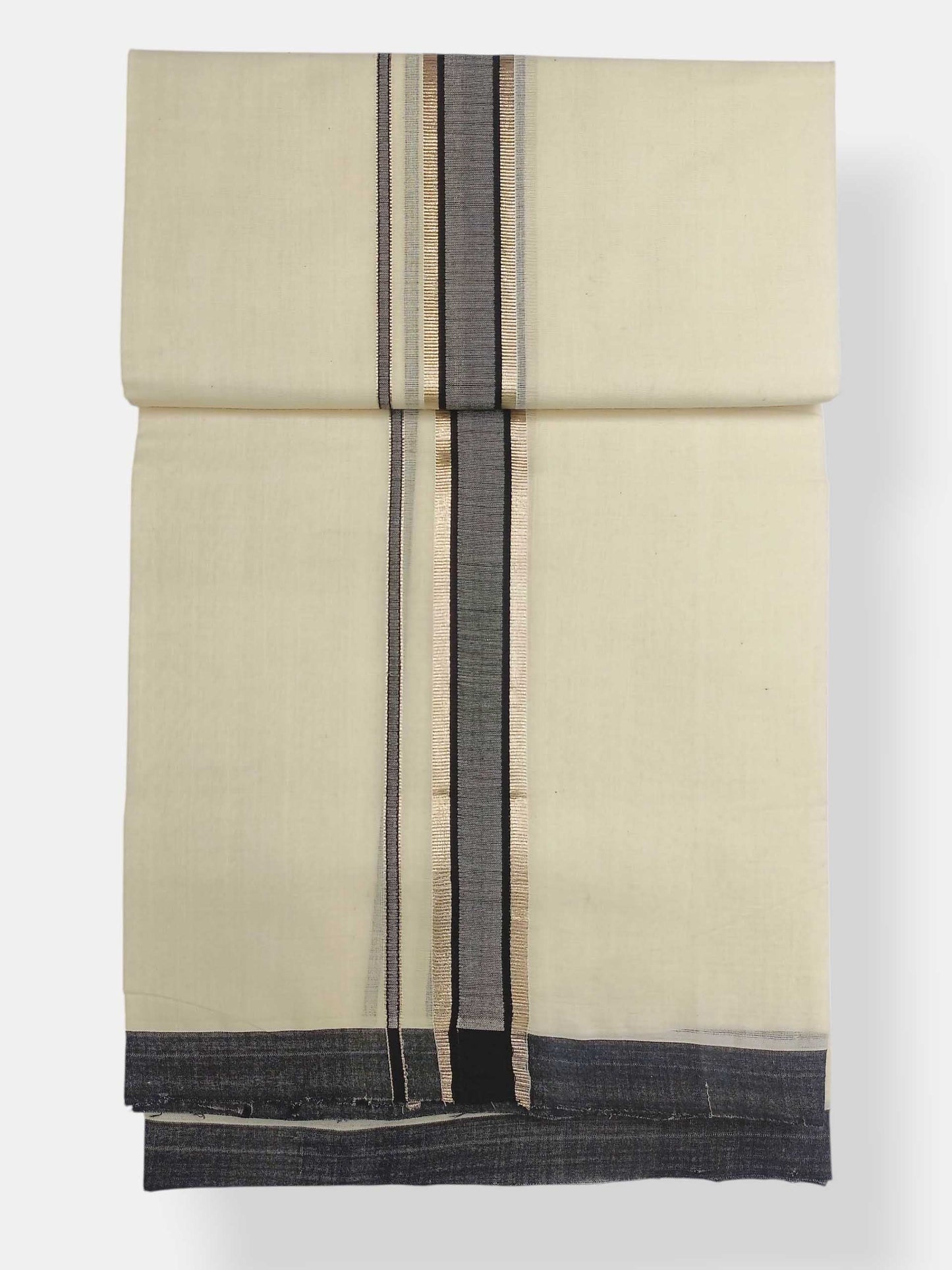 Balaramapuram Handloom Double Mundu Pure Cotton with Black Border