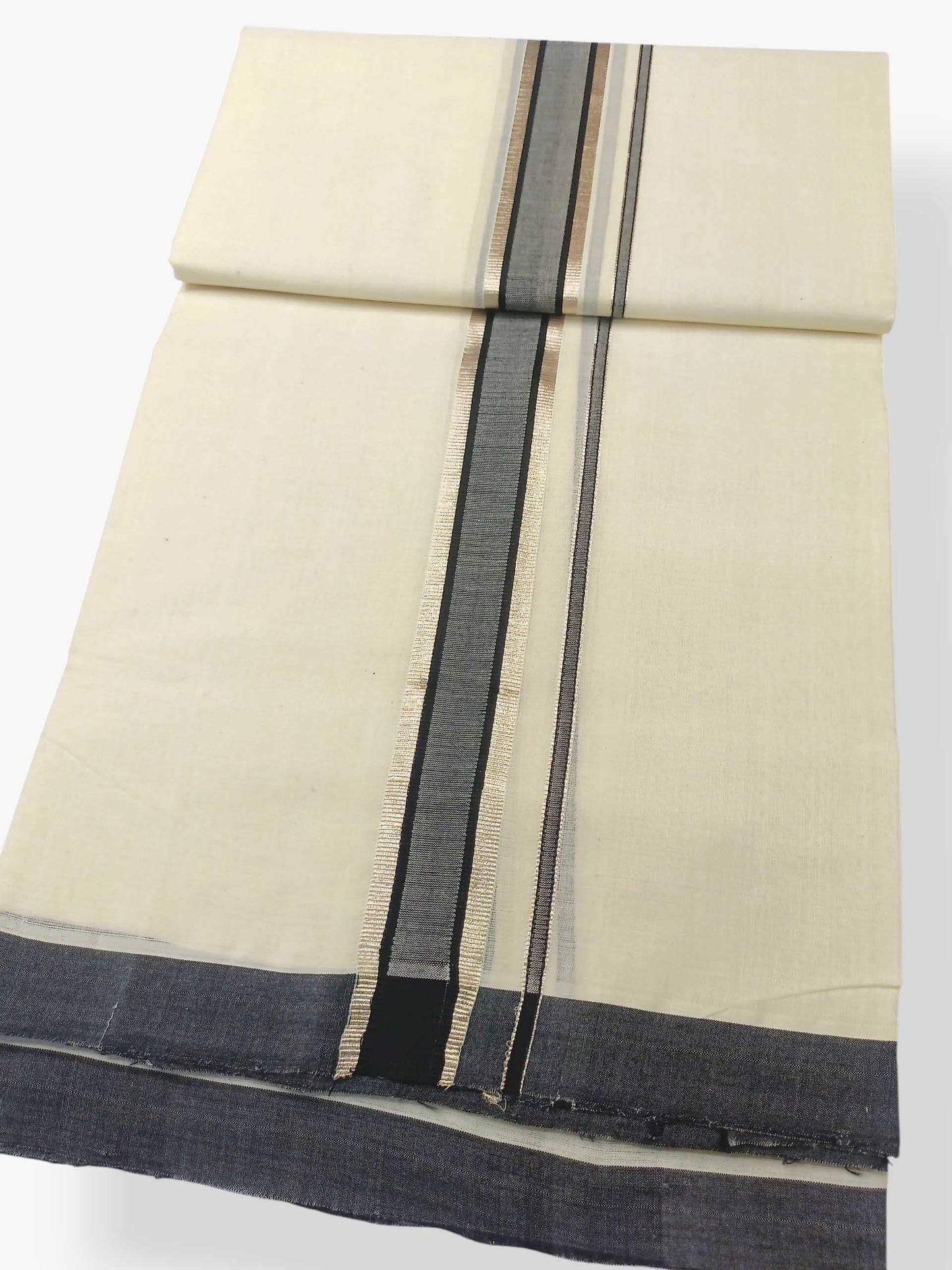 Balaramapuram Handloom Double Mundu Pure Cotton with Black Border
