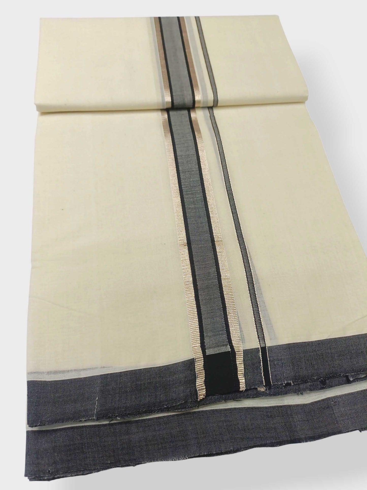 Balaramapuram Handloom Double Mundu Pure Cotton with Black Border