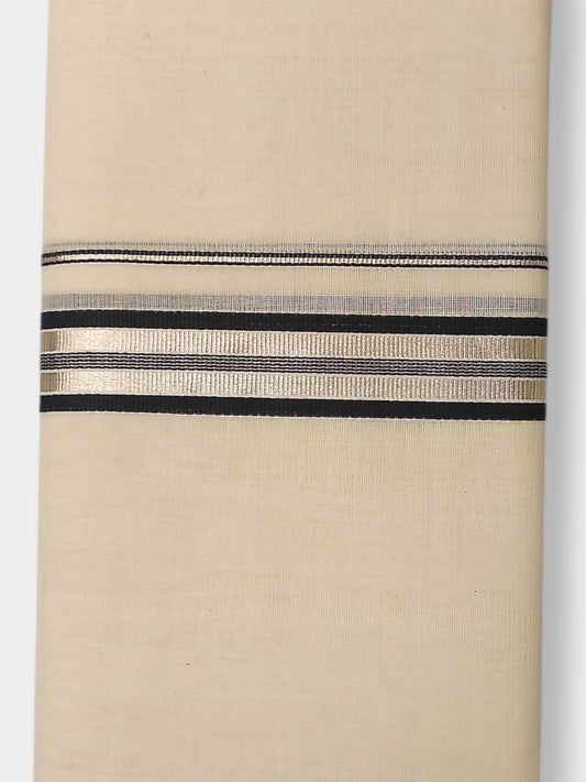 Balaramapuram Handloom Double Mundu Pure Cotton with Black Border