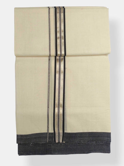 Balaramapuram Handloom Double Mundu Pure Cotton with Black Border