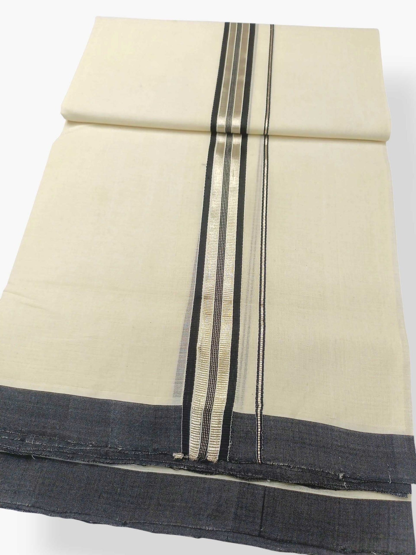 Balaramapuram Handloom Double Mundu Pure Cotton with Black Border