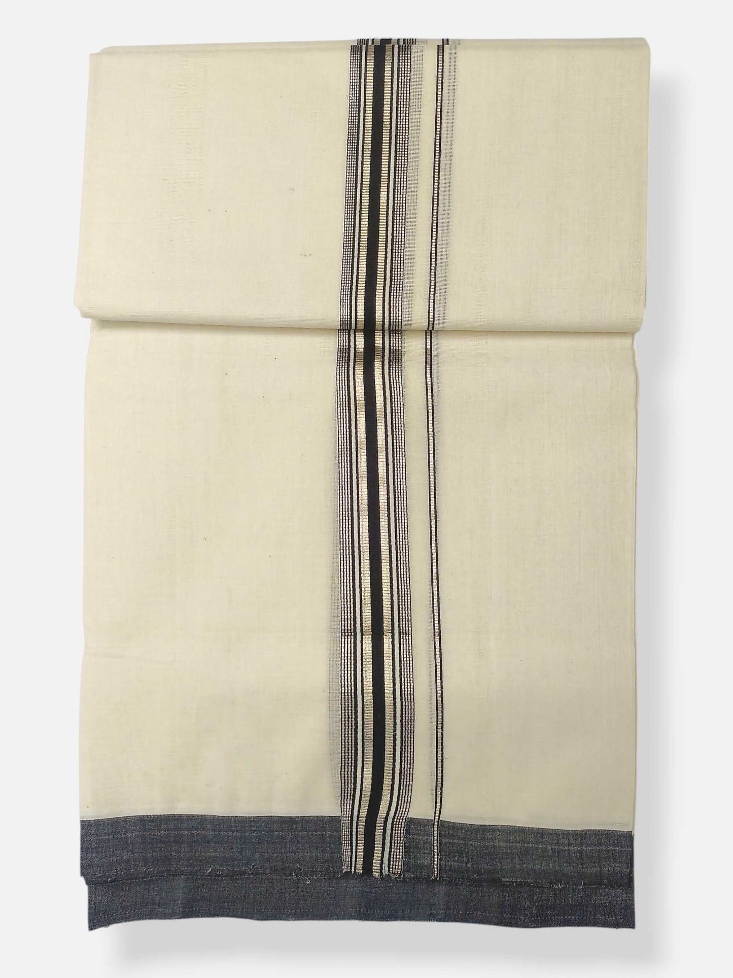 Balaramapuram Handloom Double Mundu Pure Cotton with Black Border