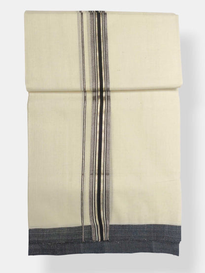 Balaramapuram Handloom Double Mundu Pure Cotton with Black Border