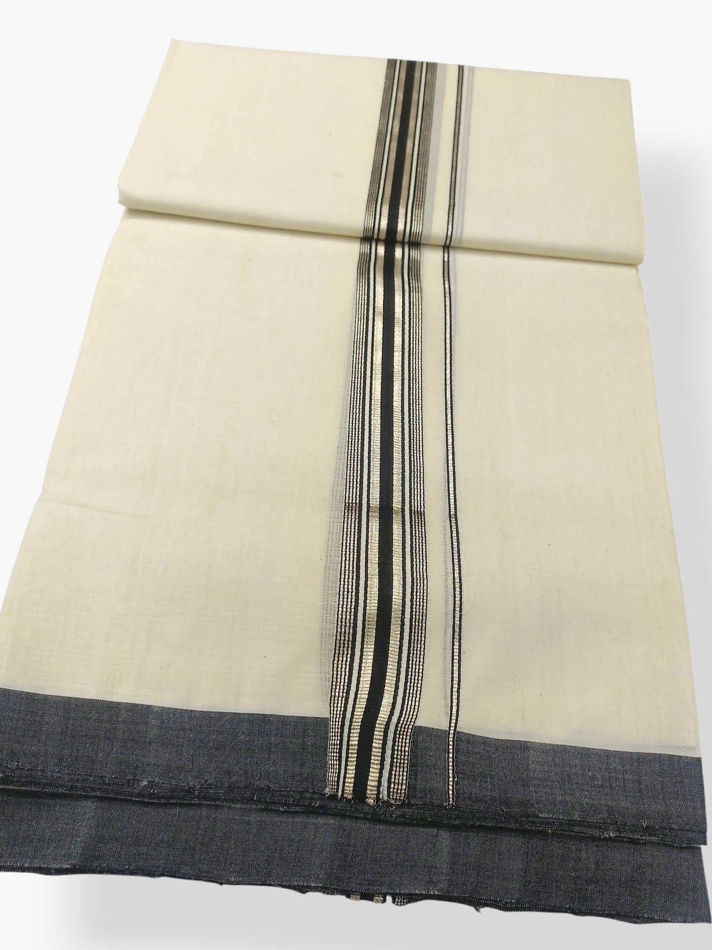 Balaramapuram Handloom Double Mundu Pure Cotton with Black Border
