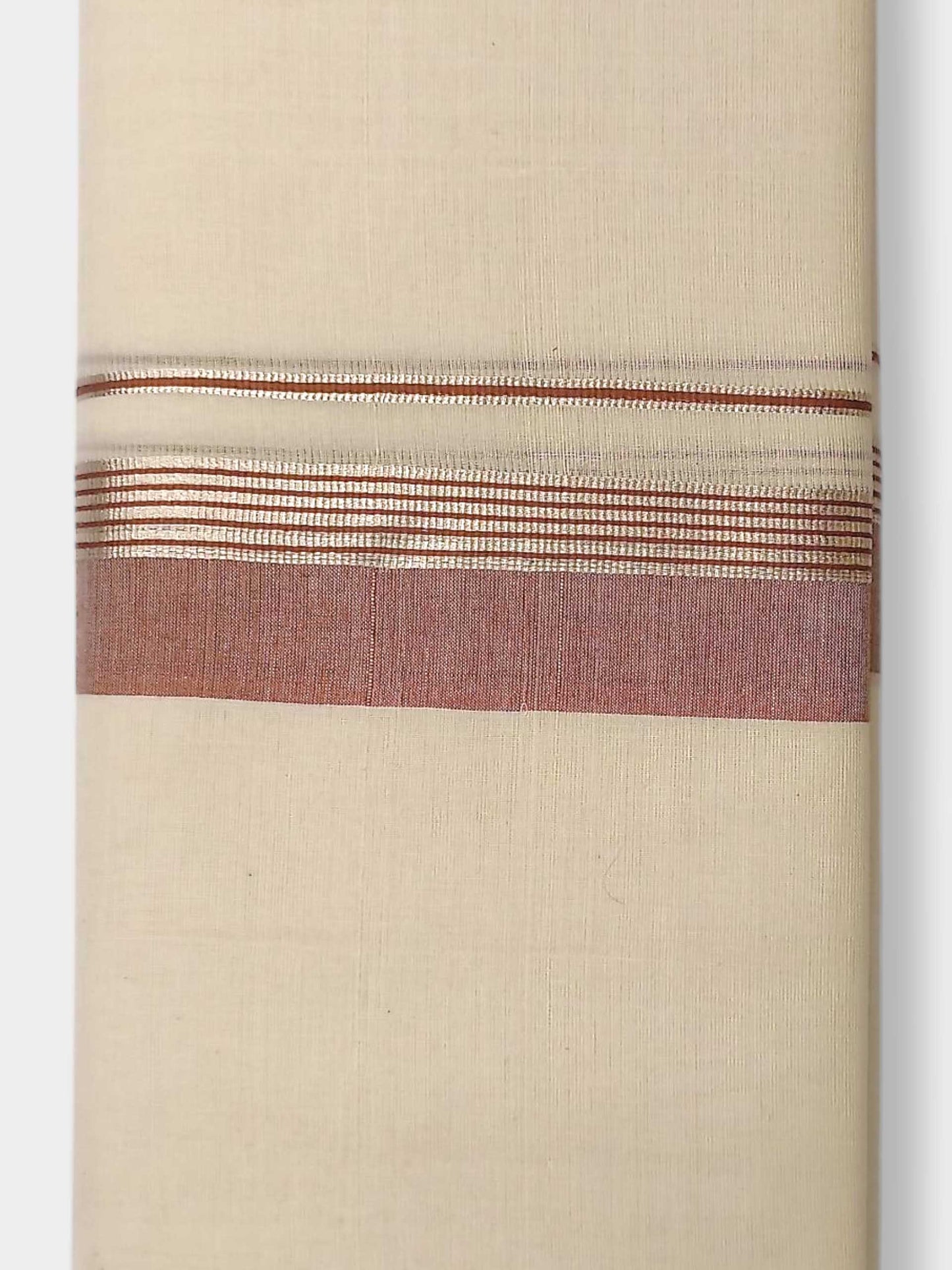 Balaramapuram Handloom Double Mundu Pure Cotton with Brown Border