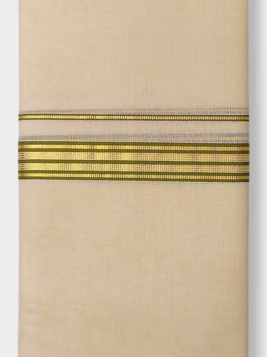 Balaramapuram Handloom Double Mundu Pure Cotton with Green Border