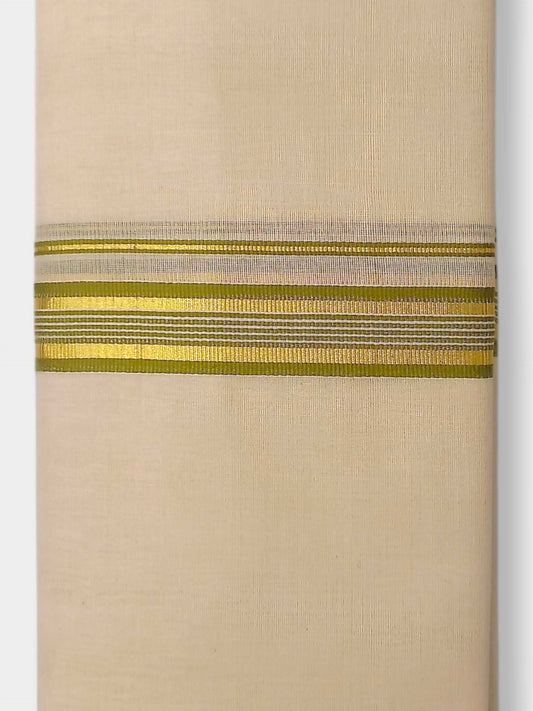 Balaramapuram Handloom Double Mundu Pure Cotton with Green Border